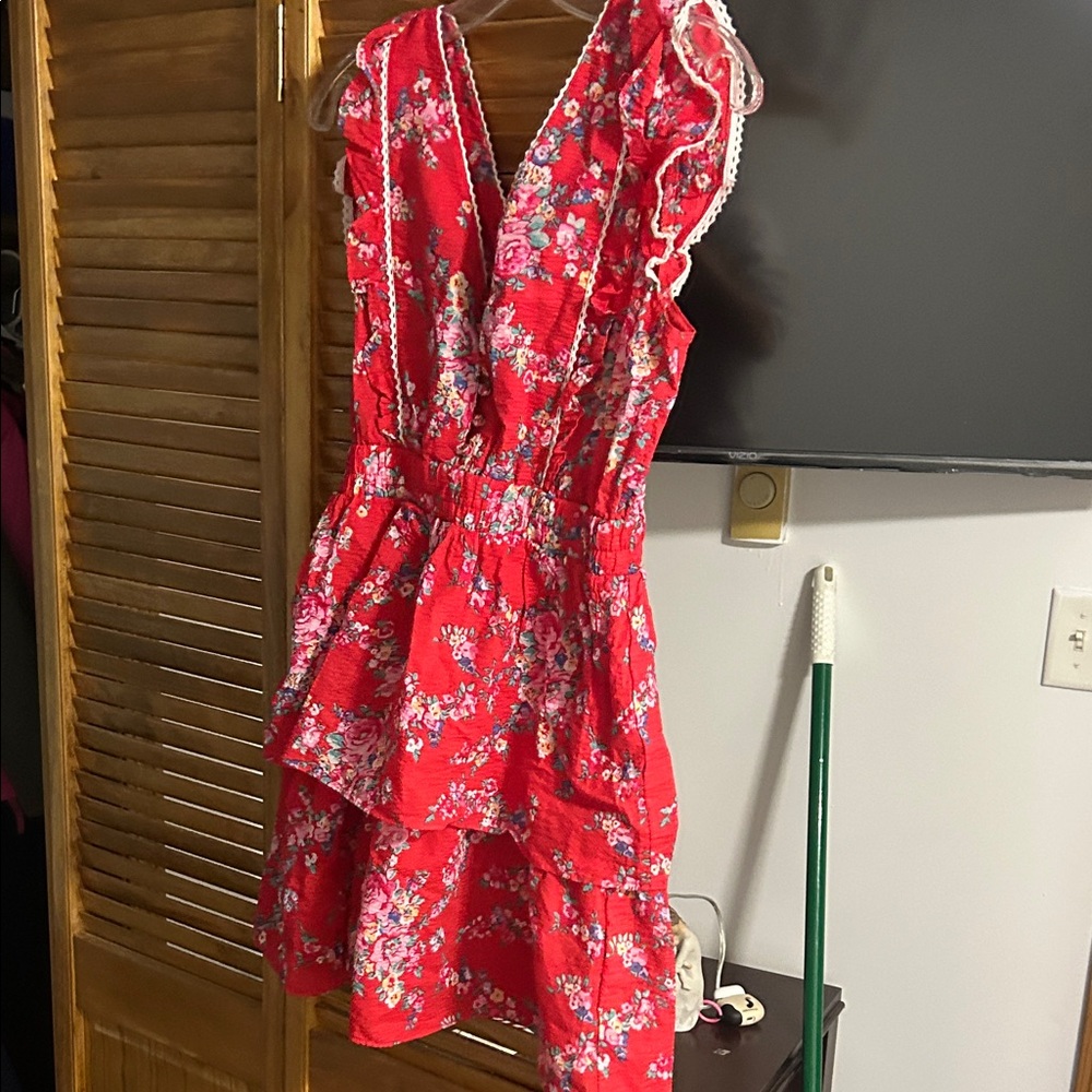 Betsey Johnson Red Floral Mini Dress